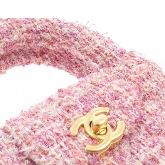 NEW Chanel Kelly Pink Tweed Top Handle Nano Mini Shopper Bag 23K Collection - Picture 4 of 7
